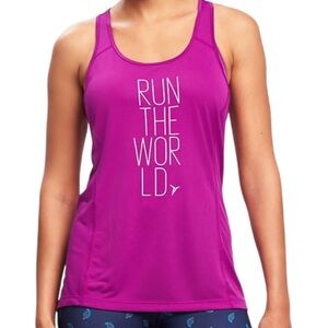 Old Navy Active‎ Fuschia Semi-Fitted Graphic Tank Size Medium